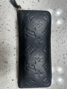 Louis Vuitton Black Embossed Monogram Zip Around Wallet